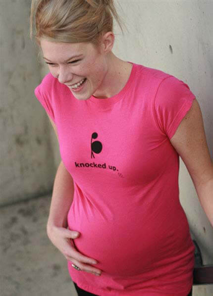 Queen Bee Knocked Up Maternity Tee in Hot Pink by 2 chix