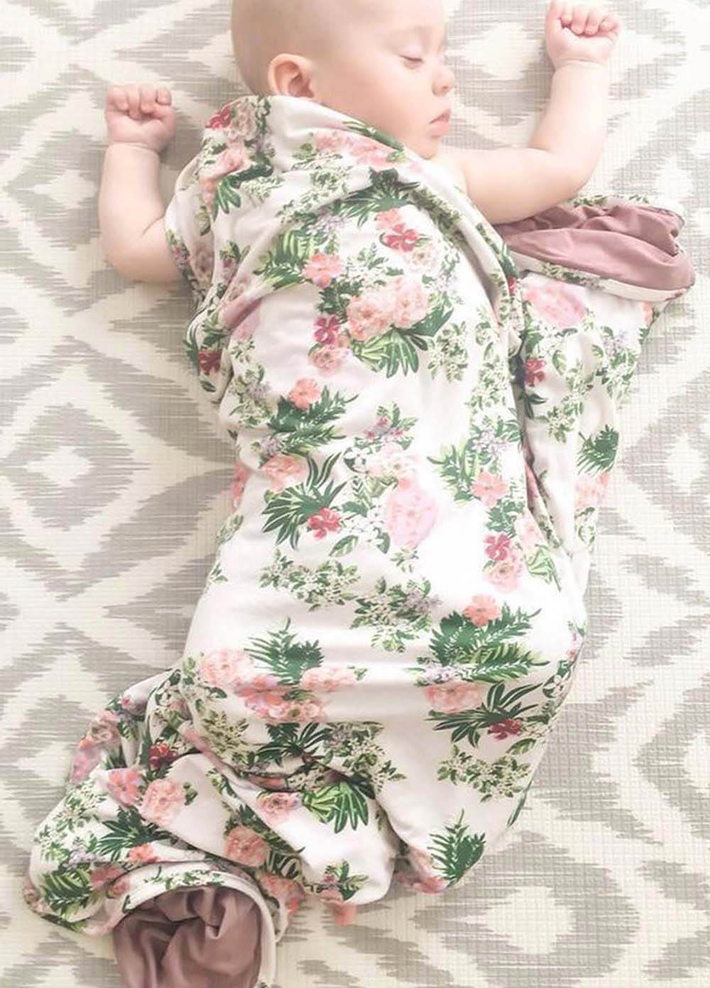 Everly Grey - Swaddle Blanket in Beige Floral