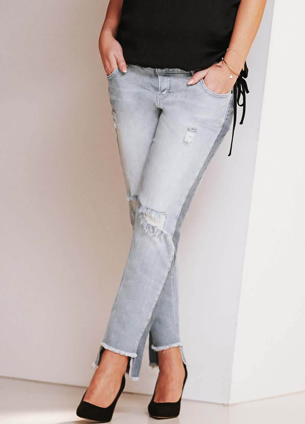 Supermom - Distressed Step Hem Boyfriend Jeans - ON SALE