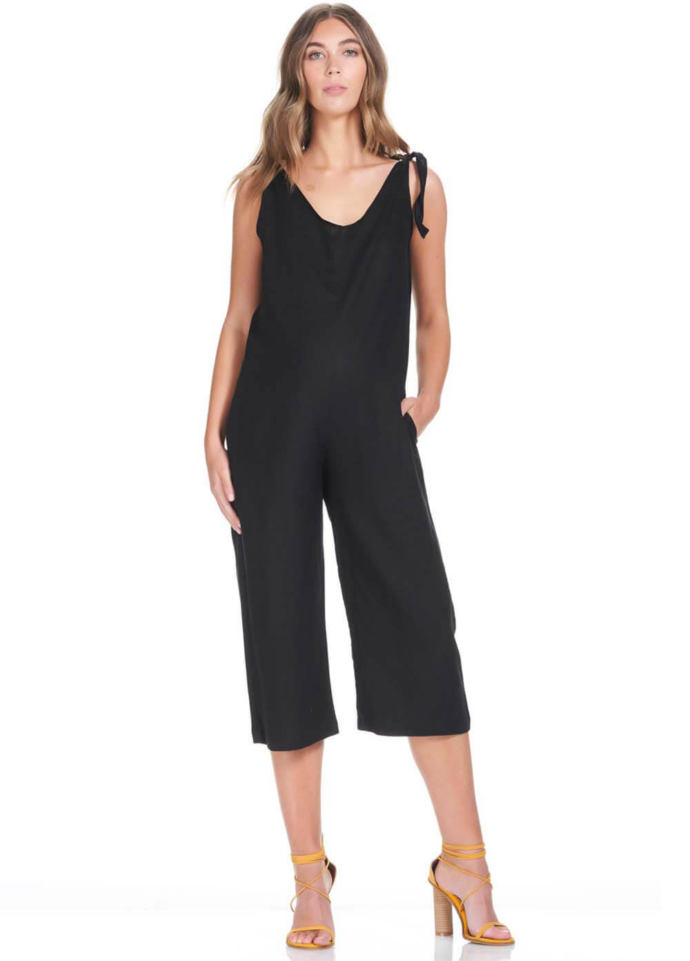 Linen Maternity Jumpsuit in Black by Soon