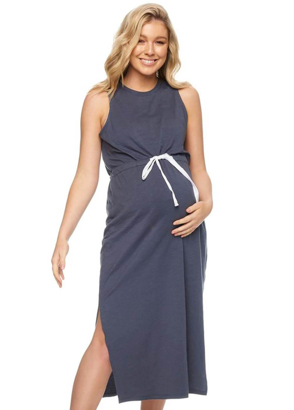 knee length dresses for ladies Tie Neck Midi Dress main image 1