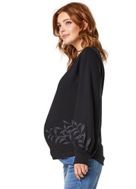 Queen mum - Embroidered Leaf Organic Cotton Sweater - ON SALE