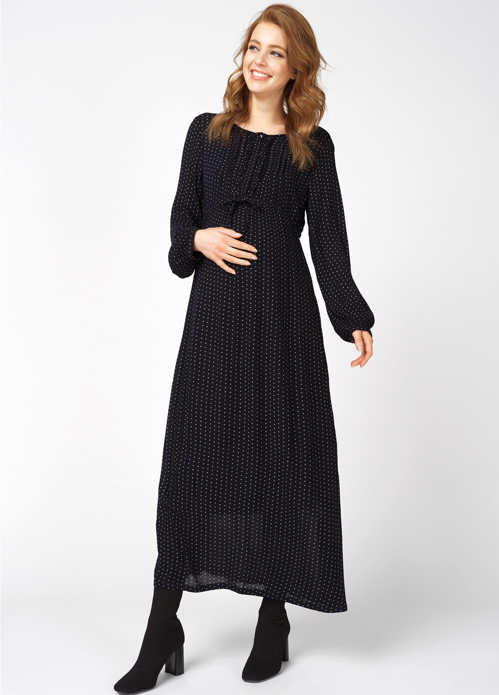 ruffle detail maxi dress