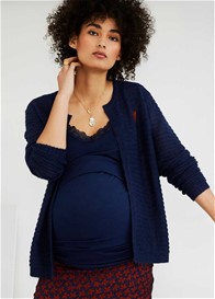 Queen mum - Textured Knit Heart Cardigan in Blue - ON SALE