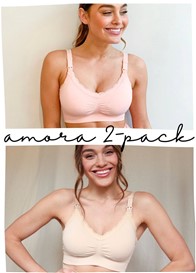 QueenBee® - 2-Pack Amora Tonal Lace Trim Nursing Bra in Nude/Pink