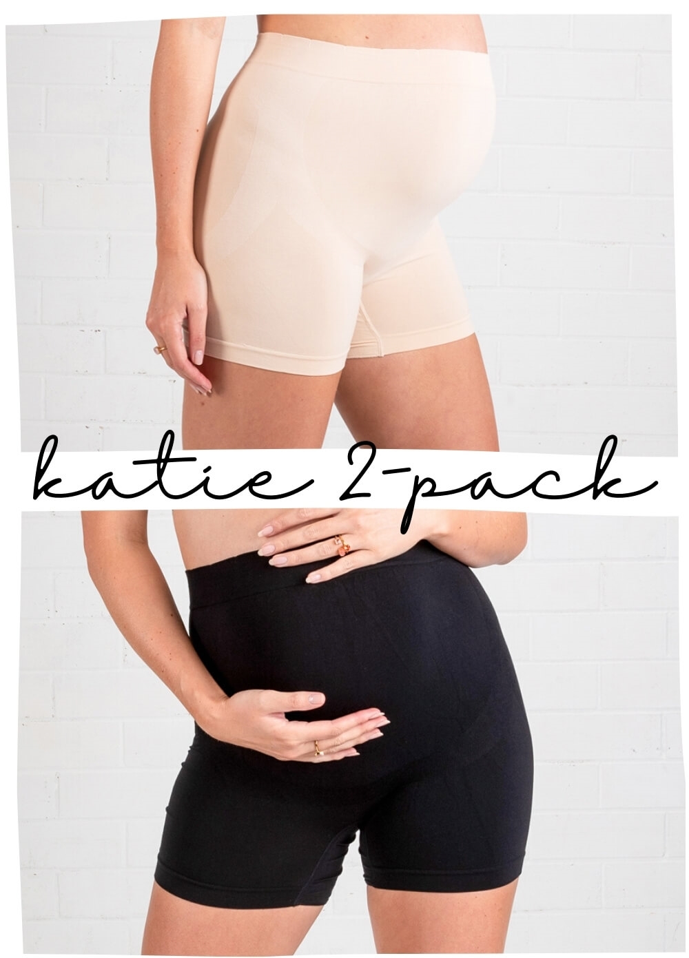QueenBee® - 2-Pack Katie Seamless Shorts Bundle in Black/Nude
