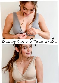 QueenBee® - 2-Pack Kayla Sleep Bra Bundle in Grey/Nude