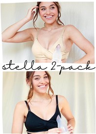 QueenBee® - 2-Pack Stella Pumping Bra Bundle in Black/Nude