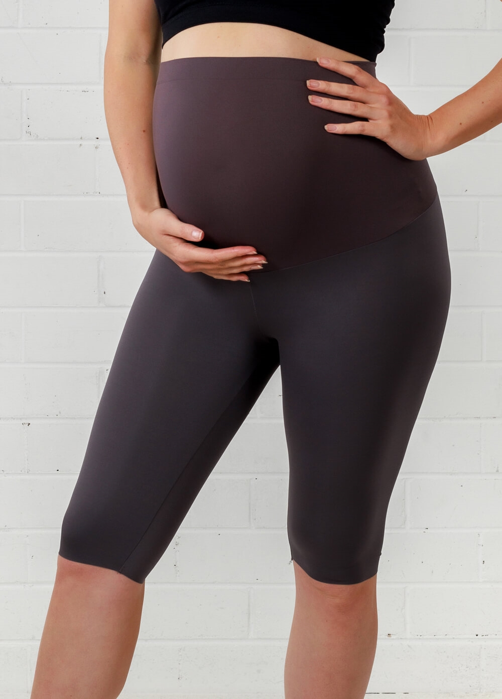 Queen Bee - Charlie Knee Length Maternity Legging in Charcoal