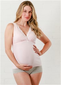 QueenBee® - Dana Lace Trim Nursing Cami in Baby Pink