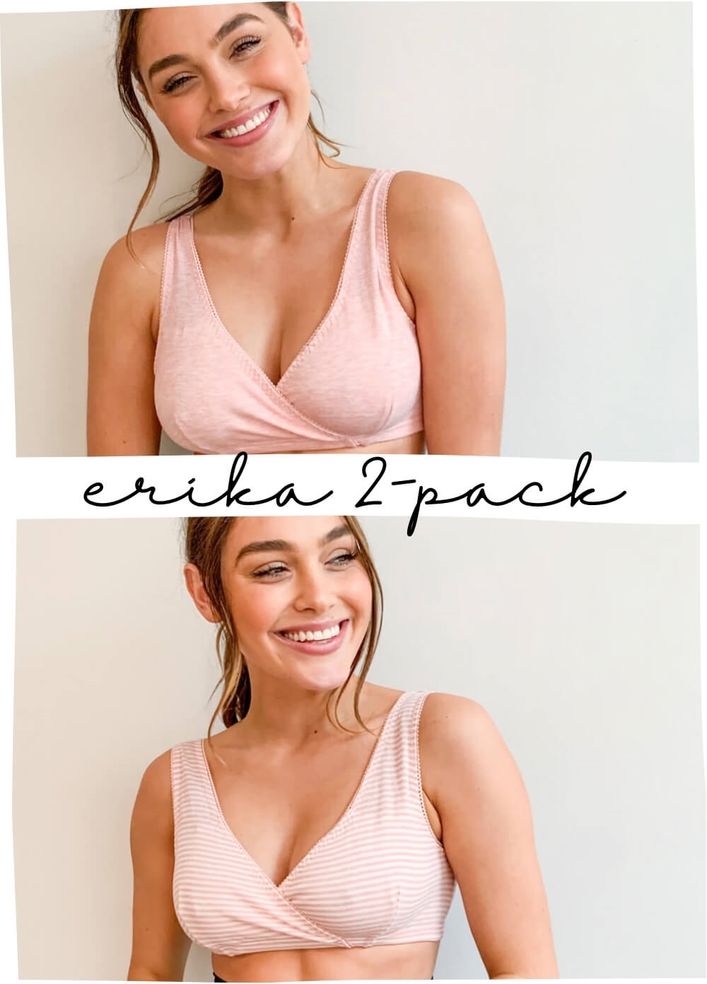 QueenBee® - Erika 2-pack Nursing Sleep Bra in Pink Stripes