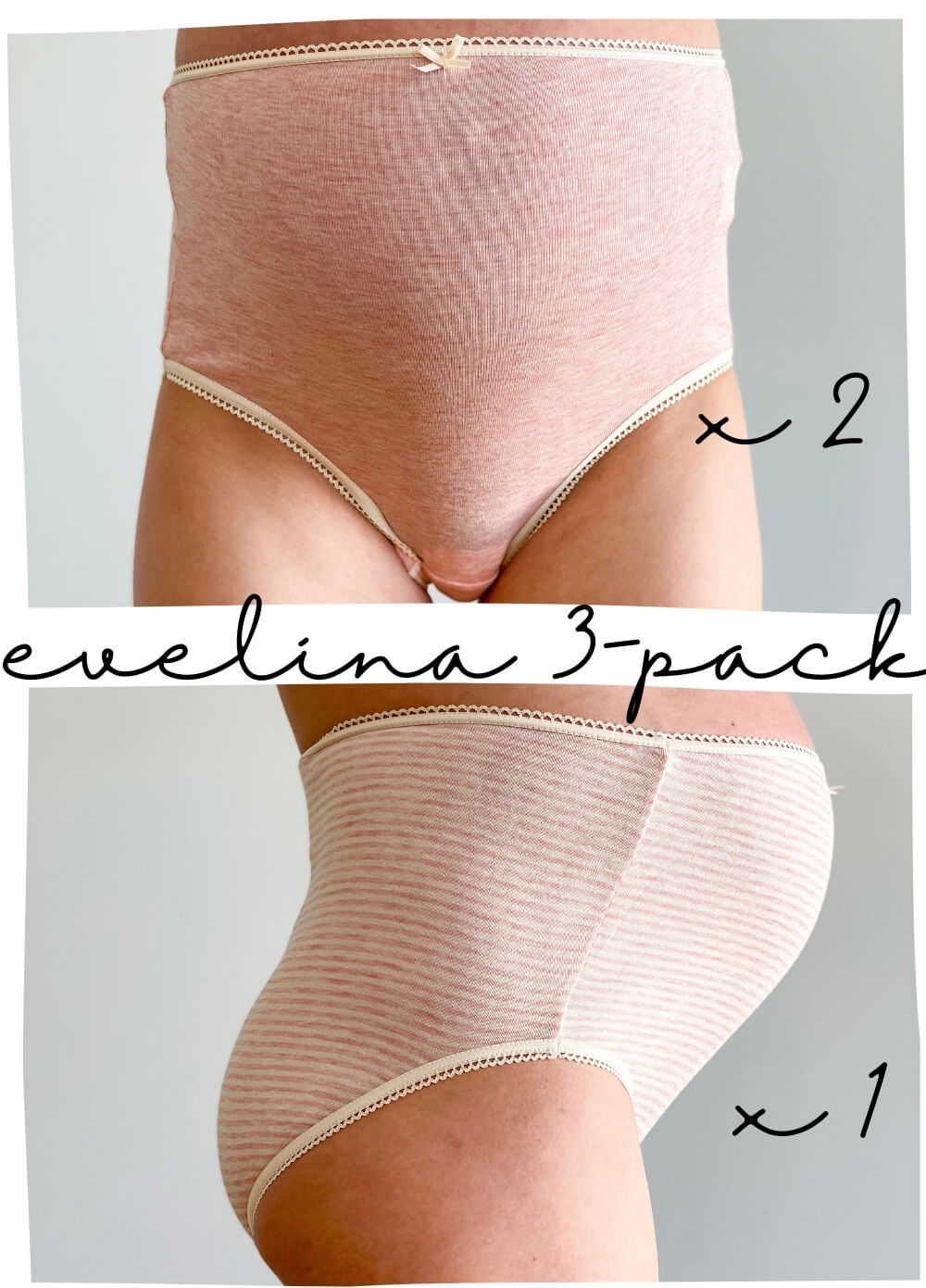 QueenBee® - Evelina 3-pack Briefs in Pink Stripes