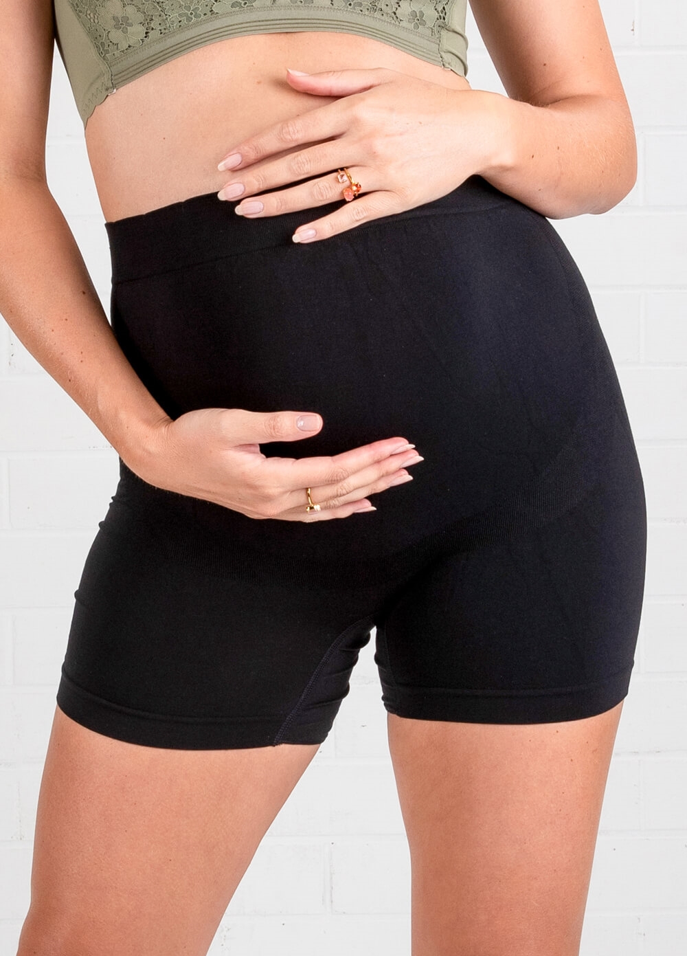 Queen Bee - Katie Over Bump Maternity Under wear Shorts in Black