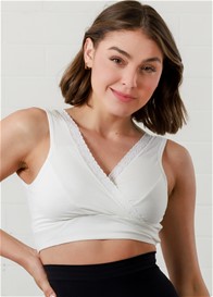 QueenBee® - Rosa Button Nursing Sleep Bra in White Floral