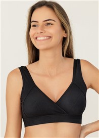 QueenBee® - Piper Jersey Crossover Nursing Bra in Black