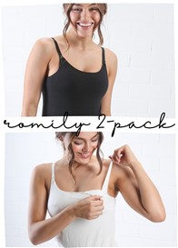 QueenBee® - Romily 2-Pack Nursing Camisole Bundle in Black/White
