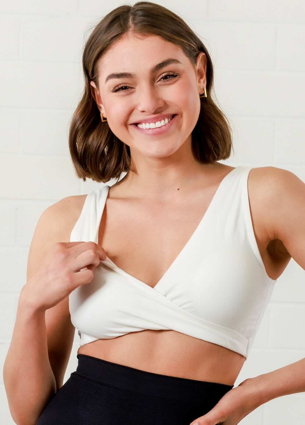 QueenBee® - Sara Crossover Jersey Nursing Sleep Bra in White