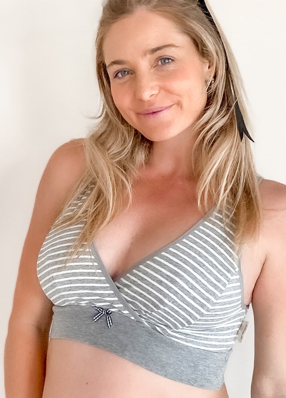 Sonata Maternity Nursing Sleep Bra in Grey Stripe by Queen Bee