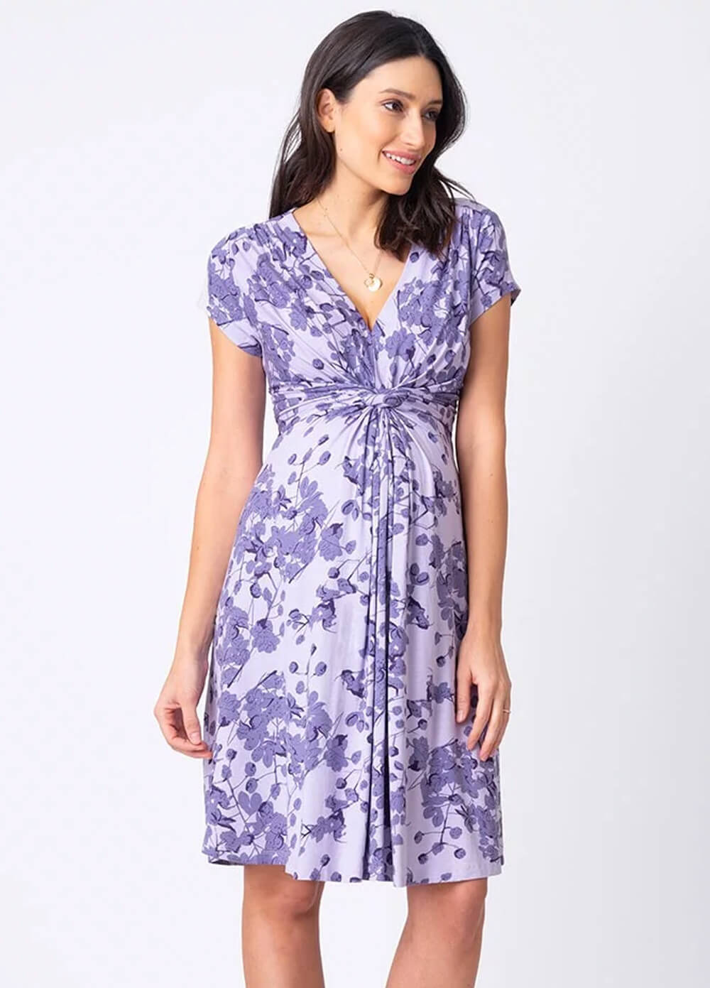 Queen Bee Lavender Blossom Knot Front Maternity Dress by Seraphine