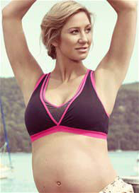 Cake Maternity - Lotus Yoga Nursing Bra in Black/Fuchsia - ON SALE