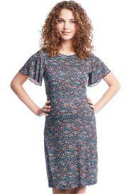 Queen mum - Flutter Sleeve Dress in Blue Print - ON SALE