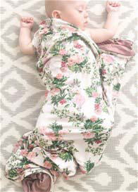 Everly Grey - Swaddle Blanket in Beige Floral