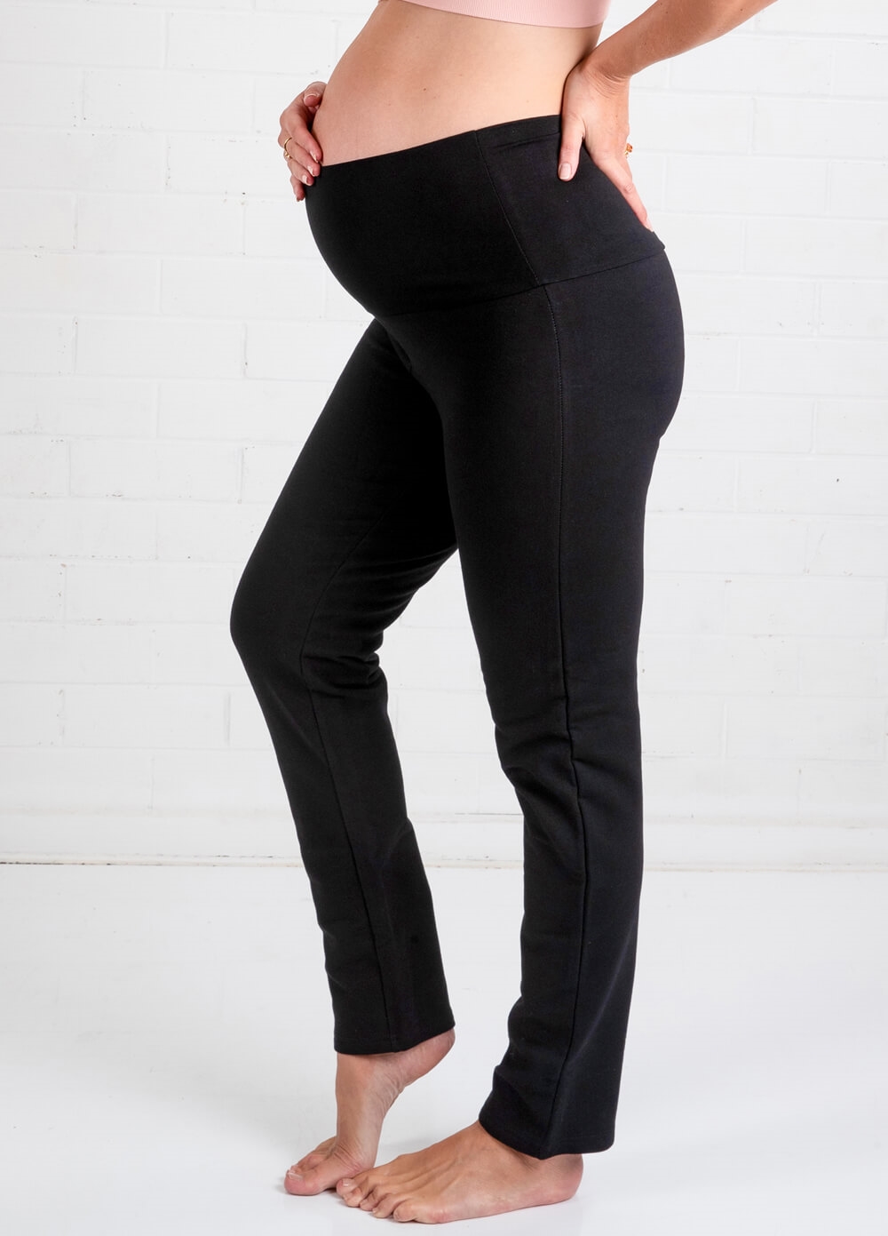 Adam Over Bump Fleece Maternity Yoga Pants in Black by Trimester