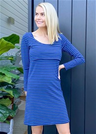 Trimester™ - Brienne Nursing Dress in Navy Stripe