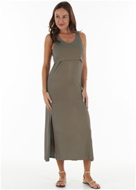Trimester™ - Louis Layered Nursing Maxi Dress in Taupe