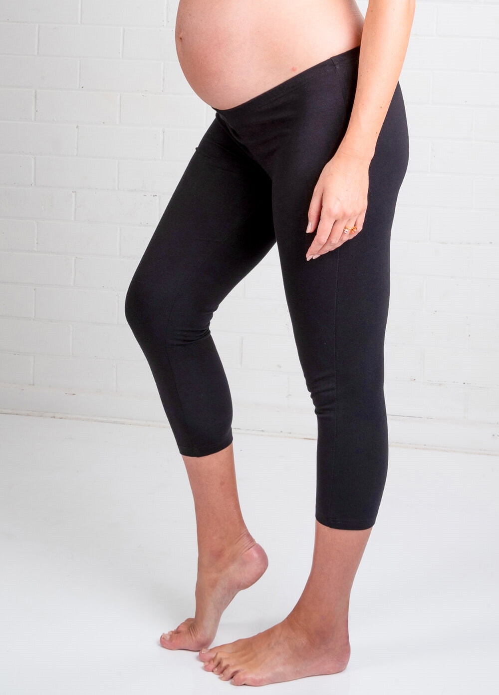 Oasis 3/4 Black Maternity Leggings by Trimester Clothing