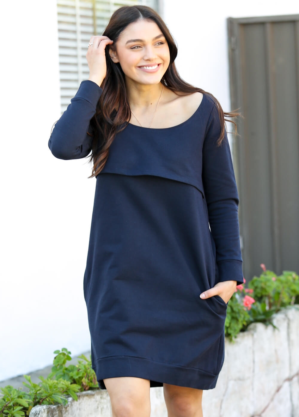 Trimester® - Winter Mama Journey Fleece Dress in Navy