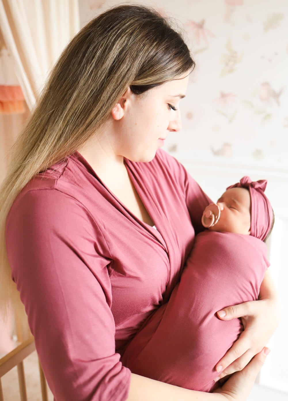 Welcome Baby - Adore 4-piece Robe & Swaddle Set in Rose