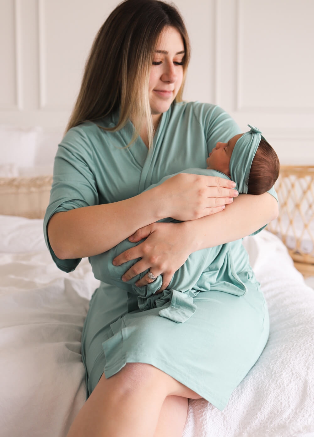 Welcome Baby - Adore 4-piece Robe & Swaddle Set in Sage